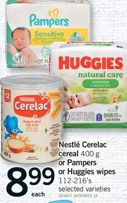 Fortinos NESTLÉ CEREAL, 400 G OR PAMPERS OR HUGGIES WIPES, 112-216' S offer