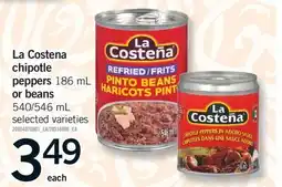 Fortinos LA COSTENA CHIPOTLE PEPPERS 186 ML OR BEANS 540/546 ML offer