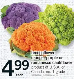 Fortinos BROCCOFLOWER, ORANGE, PURPLE OR ROMANESCO CAULIFLOWER offer