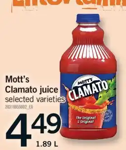 Fortinos MOTT'S CLAMATO JUICE, 1.89 L offer