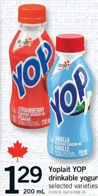 Fortinos YOPLAIT YOP DRINKABLE YOGURT, 200 ml offer
