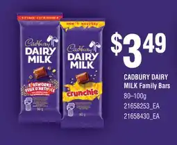 Fortinos CADBURY DAIRY MILK FAMILY BARS, 80-100g offer