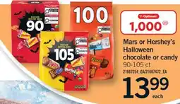 Fortinos MARS OR HERSHEY'S HALLOWEEN CHOCOLATE OR CANDY, 90-105 CT offer