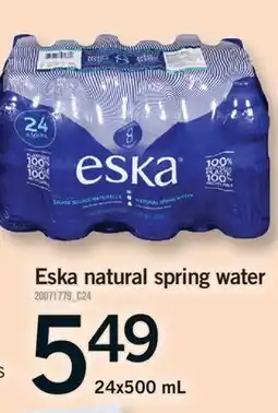 Fortinos ESKA NATURAL SPRING WATER, 24 X 500ML offer