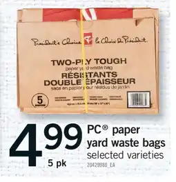 Fortinos PC PAPER YARD WASTE BAGS, 5 PK offer