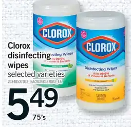Fortinos CLOROX DISINFECTING WIPES, 75'S offer