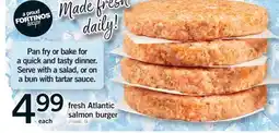 Fortinos FRESH ATLANTIC SALMON BURGER offer