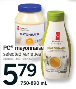 Fortinos PC MAYONNAISE, 750-890 ML offer