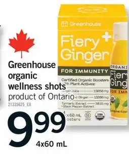 Fortinos GREENHOUSE ORGANIC WELLNESS SHOTS, 4 X 60 ML offer