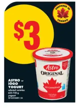 No Frills ASTRO or iÖGO YOGURT, 625-750 g offer