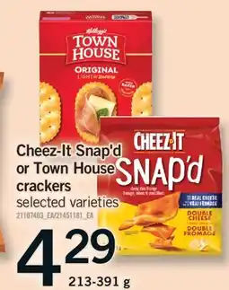Fortinos CHEEZ-IT SNAP'D OR TOWN HOUSE CRACKERS, 213-391 G offer