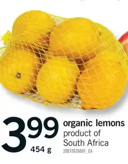 Fortinos ORGANIC LEMONS, 454 G offer