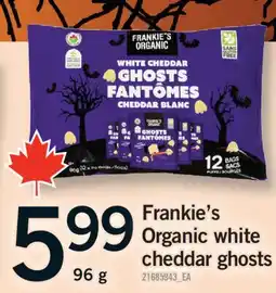 Fortinos FRANKIE'S ORGANIC WHITE CHEDDAR GHOSTS, 96 G offer