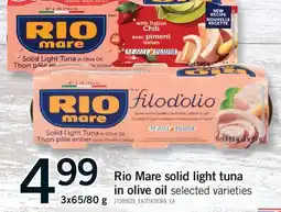 Fortinos RIO MARE SOLID LIGHT TUNA IN OLIVE OIL, 3X65/80 G offer