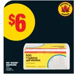 No Frills NO NAME NAPKINS 500'S offer