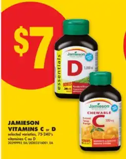 No Frills JAMIESON VITAMINS C or D, 75-240'S offer