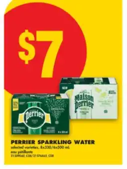 No Frills PERRIER SPARKLING WATER, 8x330/6x500 mL offer
