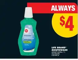 No Frills LIFE BRAND MOUTHWASH, 1 L offer