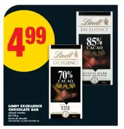 No Frills LINDT EXCELLENCE CHOCOLATE BAR, 80/100 g offer