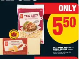 No Frills PC CHEESE BARS, 400 g or CHEESE SHREDS, 250-320 g offer