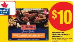 No Frills SCHNEIDERS CHICKEN WINGS or SCHNITZEL, 450/615 G offer