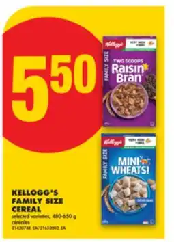 No Frills KELLOGG'S FAMILY SIZE CEREAL, 480-650 g offer