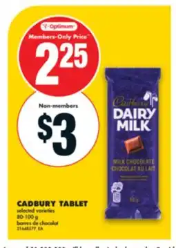 No Frills CADBURY TABLET, 80-100 G offer