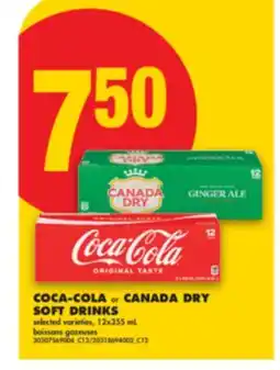 No Frills COCA-COLA or CANADA DRY SOFT DRINKS, 12x355 mL offer