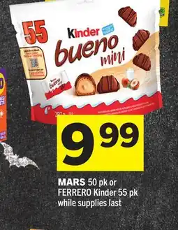 Foodland MARS 50 pk or FERRERO Kinder 55 pk offer