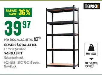 BMR ÉTAGÈRE À 5 TABLETTES offer