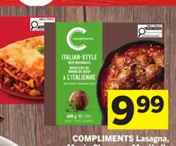 Foodland Lasagna, Mac'n Cheese or Meatballs offer