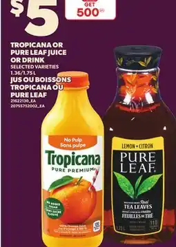 Independent Grocer TROPICANA OR PURE LEAF JUICE OR DRINK, 1.36/1.75 L offer