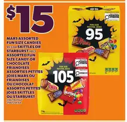 Independent Grocer MARS ASSORTED FUN SIZE CANDIES, 95'S OR SKITTLES OR STARBURST, 105'S offer