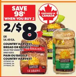 Independent Grocer COUNTRY HARVEST BREAD OR BAGELS offer