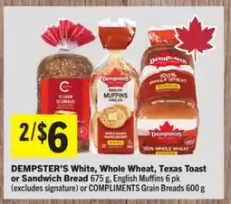 Foodland DEMPSTER'S White, Whole Wheat, Texas Toast or Sandwich Bread offer