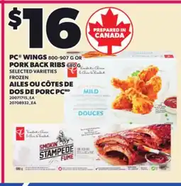 Independent Grocer PC WINGS 800-907 G OR PORK BACK RIBS 680 G offer