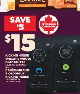 Independent Grocer KICKING HORSE ORGANIC WHOLE BEAN COFFEE, 454 G offer