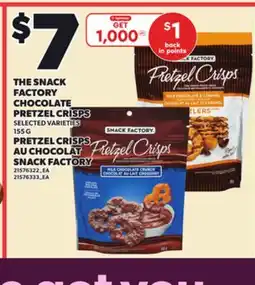 Independent Grocer THE SNACK FACTORY CHOCOLATE PRETZEL CRISPS, 155 G offer
