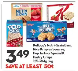 Longo's Kellogg's Nutri-Grain Bars, Rice Krispies Squares, Pop Tarts or Special K Pastry Crisps offer