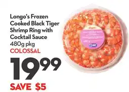 Longo's Longo's Frozen Cooked Black Tiger Shrimp Ring with Cocktail Sauce offer