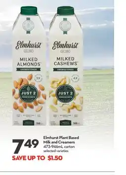 Longo's Elmhurst Plant Based Milk and Creamers offer