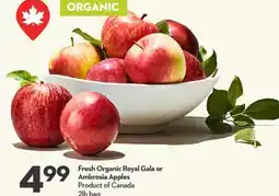 Longo's Organic Royal Gala or Ambrosia Apples offer