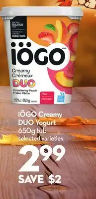 Longo's iÖGO Creamy DUO Yogurt offer