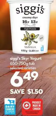 Longo's siggi's Skyr Yogurt offer