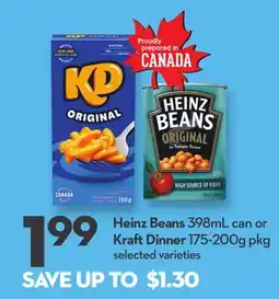 Longo's Heinz Beans 398mL can or Kraft Dinner 175-200g pkg offer