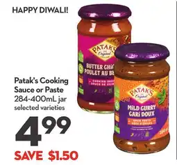 Longo's Patak's Cooking Sauce or Paste offer