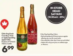 Longo's Cider Keg Fresh Cran-Razz Twist or Apple Sparkling Apple Cider offer