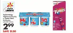 Longo's Yoplait Minigo Yogourt 6x60g pkg or Yoplait Tubes 8x56g pkg offer
