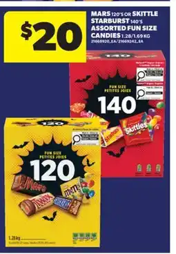 Real Canadian Superstore MARS 120' S OR SKITTLE STARBURST 140' S ASSORTED FUN SIZE CANDIES offer