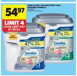 Real Canadian Superstore SIMILAC PRO-ADVANCE STEP 1 OR 2 POWDER FORMULA, 837-859 G offer